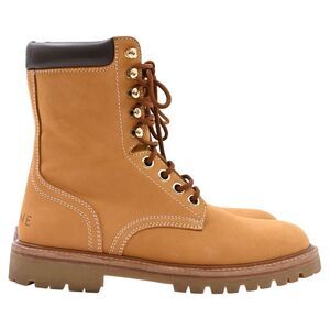 Celine Kurt Leather-Trimmed Boots In Brown Nubuck